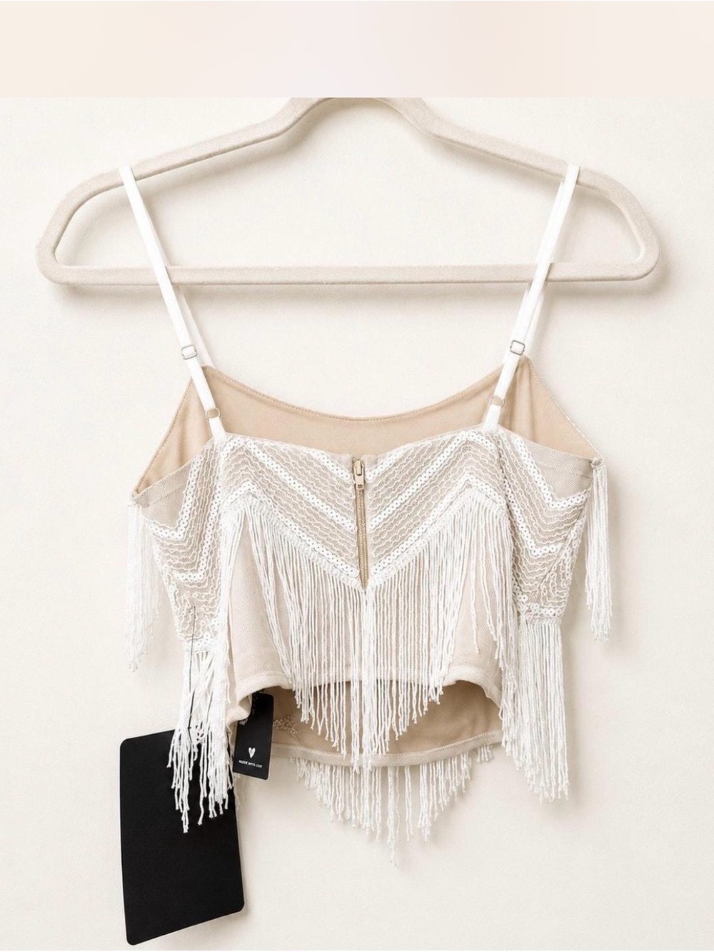 NWT Lulus Soiree Of The Decade White Cream Sequin Fringe Two-Piece- Small - Picture 5 of 8